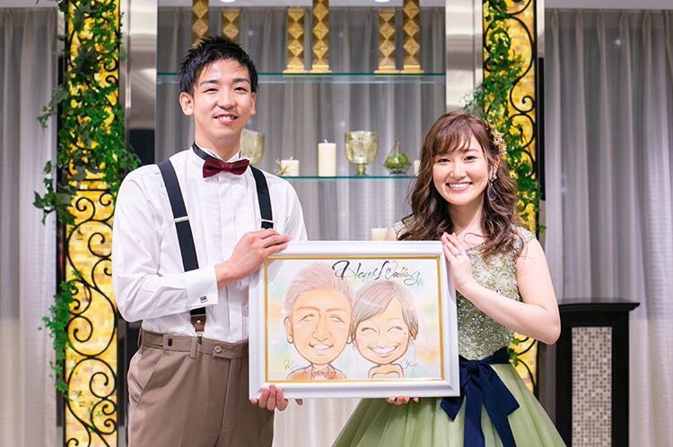 結婚式 ウェルカムボード 手描き似顔絵 プレゼント ブライダルなつみかん お客様の声 手描き似顔絵なつみかん